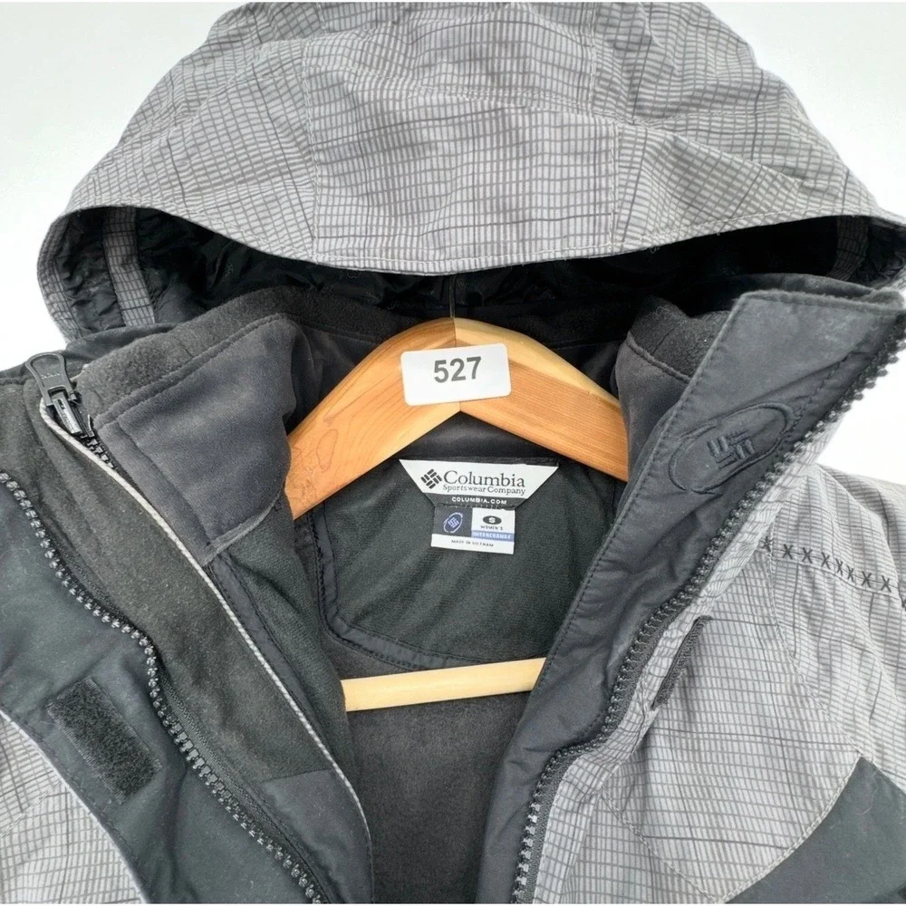 Columbia Omni-Tech Interchange Jacket Women S Grey Black Grid‎ Waterproof